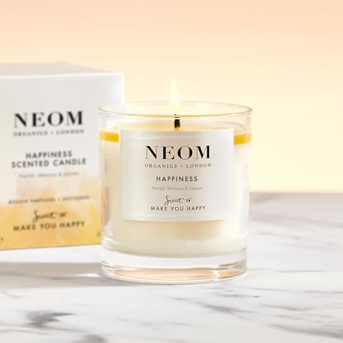 NEOM- Happiness 1 Wick Candle | Neroli, Mimosa & Lemon | Essential Oil Aromatherapy Candle