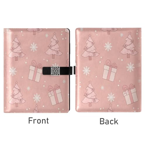 DIGTIA Christmas Trees Gifts Snowflakes PU Leather Notebook A5 Binder 6 Ring Refillable Journal with Magnetic Buckle Closure Loose Leaf Travel Office Planner Budget Binder Notepad Portfolio,