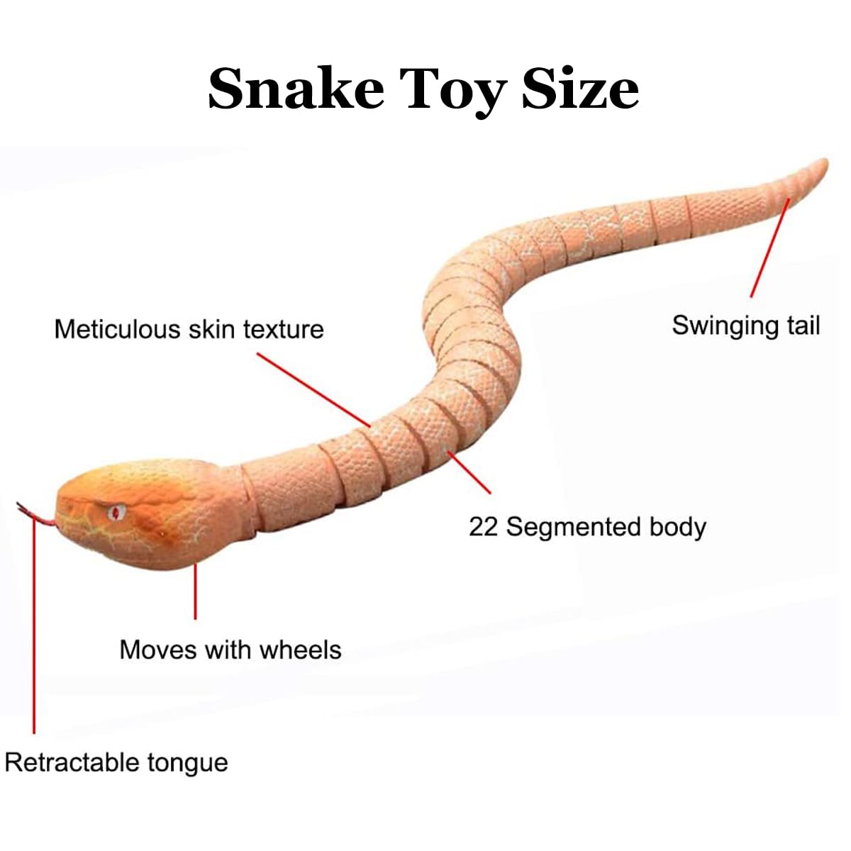 Vicketoy Remote Control Snake Toy, Realistic RC Snake Toy USB Rechargeable Robot Rattlesnake Model 16" Long Animal Prank Toy for Kids and Adults Christmas Halloween Birthday Gifts (Orange)