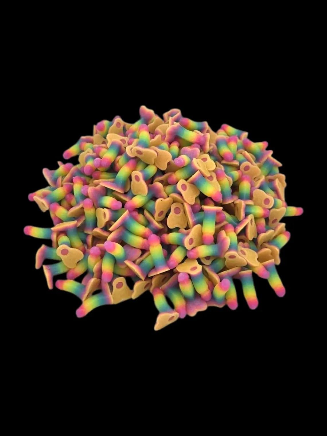 Bag of Dicks - Glow in The Dark Tiny Penis Dick, Rainbow Glowing Dick in Bulk for Party Favors, Bachelorette Gag Gift, Funny Prank Joke, Risque Novelty Items (Pack of 50)