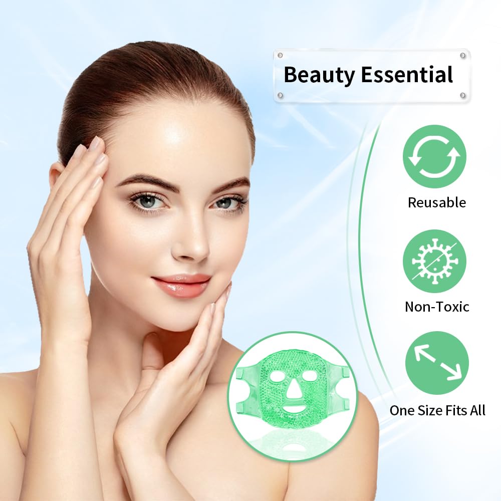 Cold Face Eye Masks Ice Face Mask Hot Cold Compress For Dark Circles, Puffiness, Migraines, Headache, Stress, Redness, Cooling Face Masks For Women Man, Skin Care