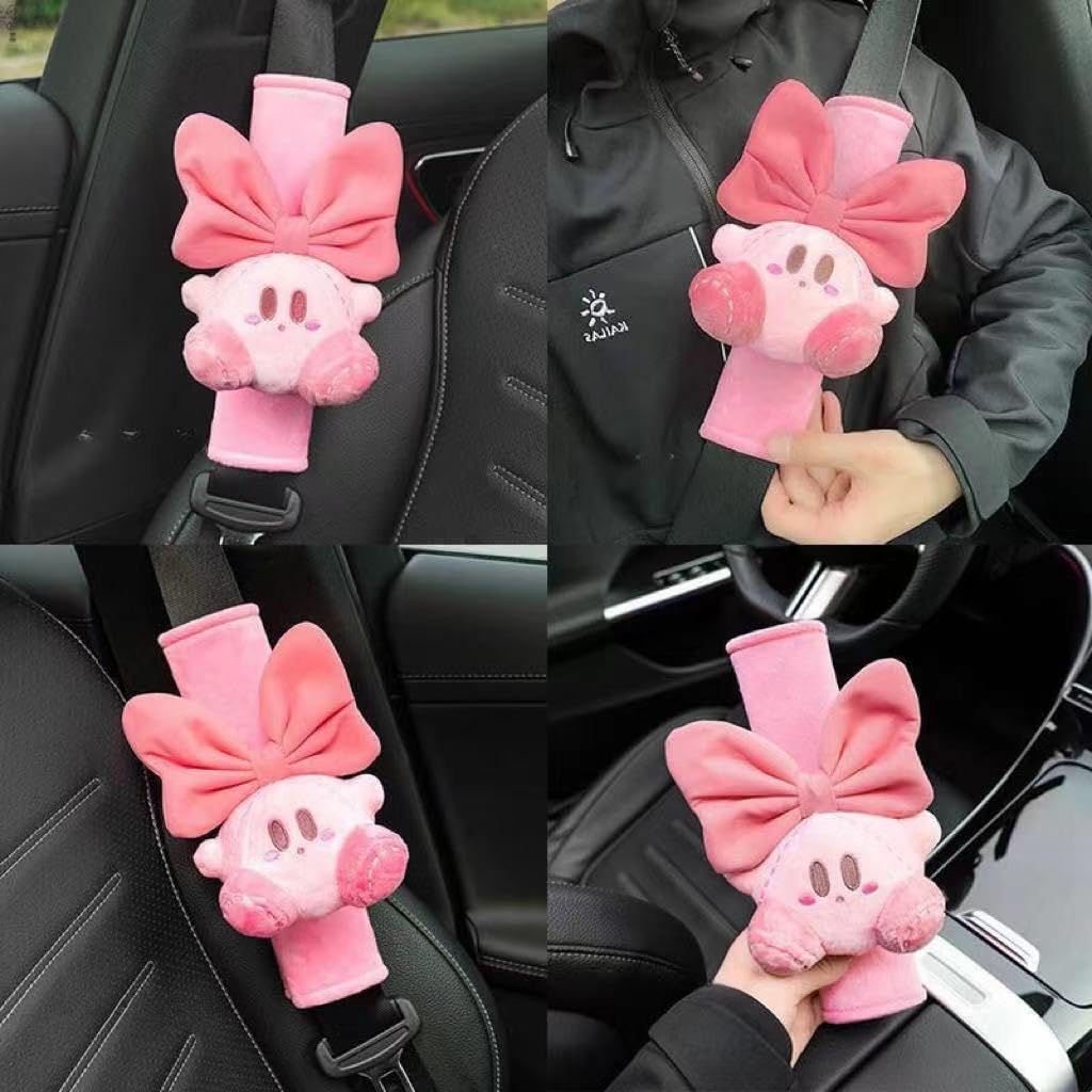 Car Seatbelt Cover Kirby Stocking Stuffers Cute Creative Safety Seatbelt Shoulder Pad Auto Accessory Neck Cushion Protector Seatbelt Shoulder Protector Decoration Nice Gift (2-Pack (Rabbit & Bowknot))