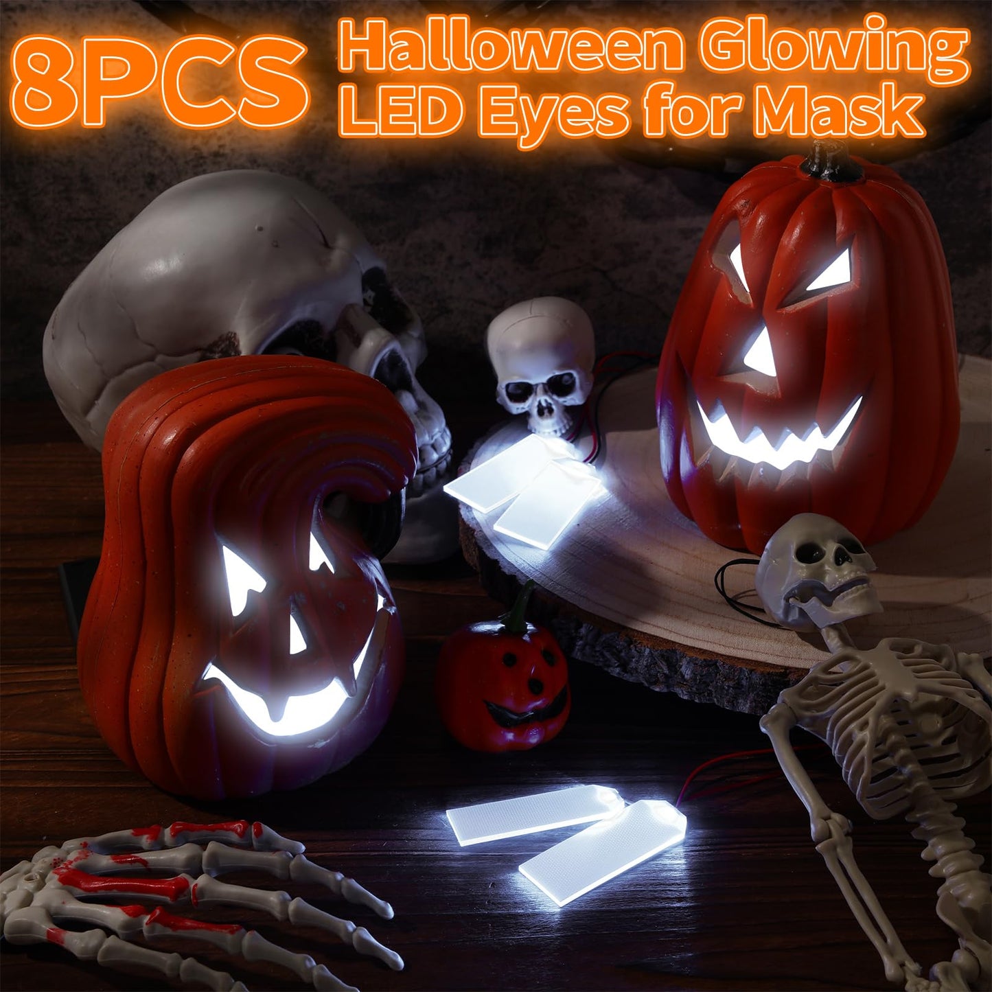 Retisee 8 Pcs Flexible Helmet LED Lights Halloween LED Eyes for Mask Skull White Interior Lights Decorations for Cosplay DIY Mask Eyes with Switch On/off for Halloween Men Gifts