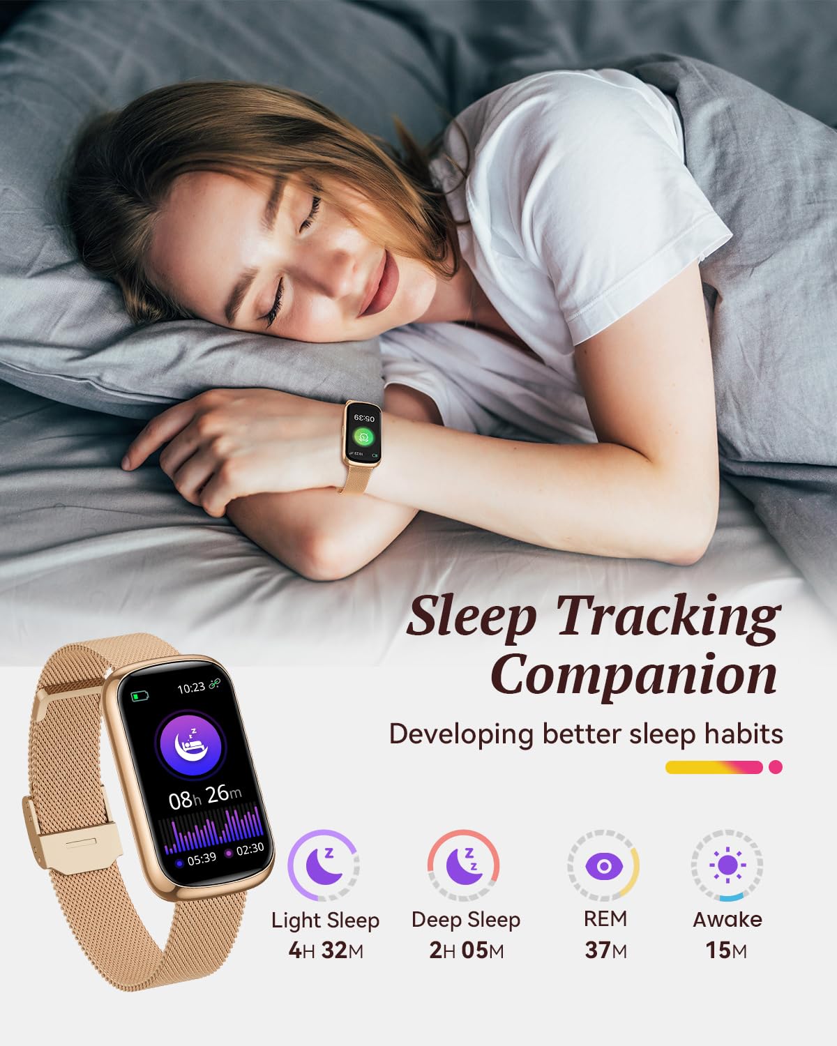 Fitness Trackers for Women Men Smart Watch: Fitness Watches for Women 24/7 Heart Rate Monitor SpO2 Sleep Step Tracker Pedometer Watch 5ATM Waterproof Smart Watch for Androide iPhone Compatible 2 Bands