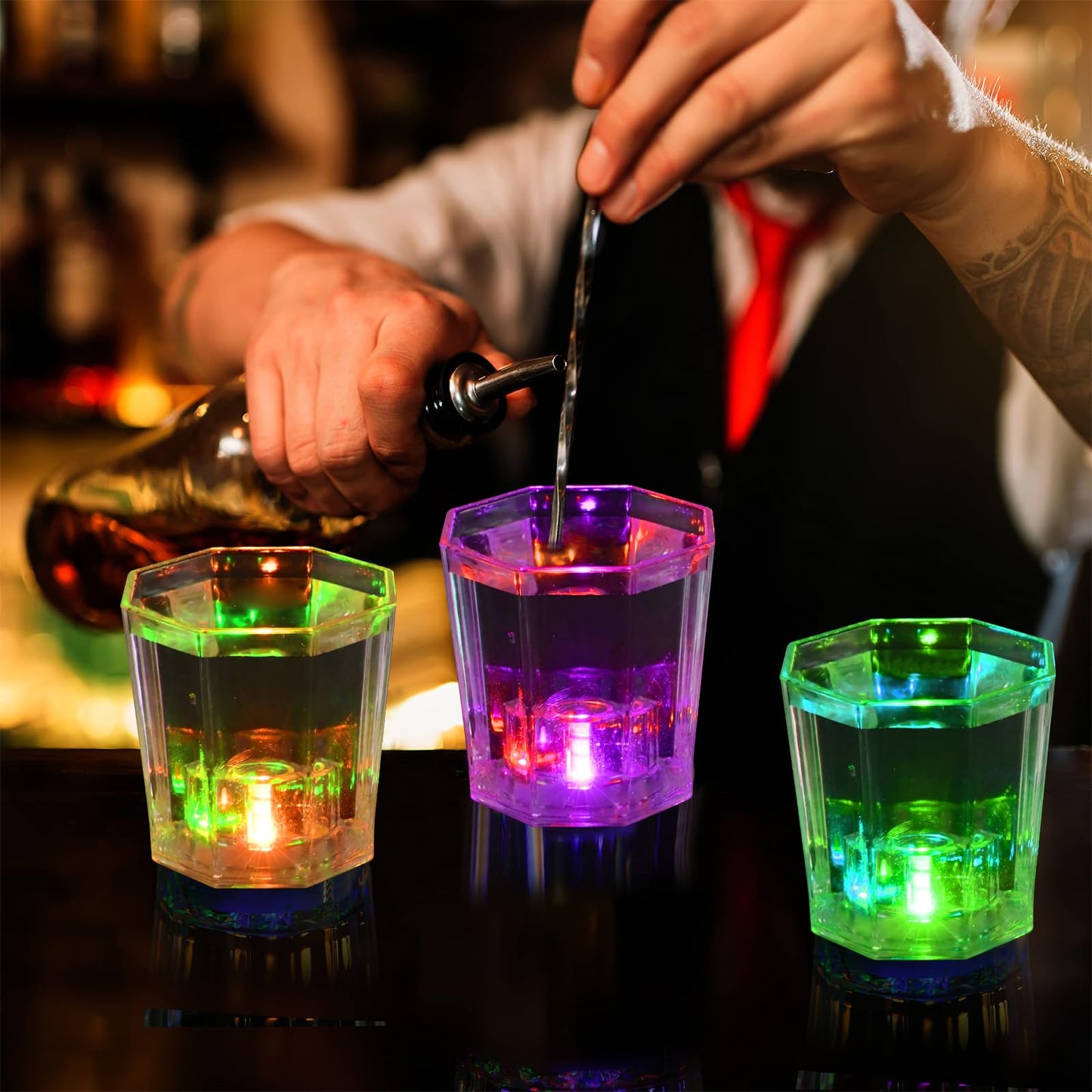 Esdabem Light Up Shot Glasses Set of 24 Party Favors Adults Funny Shot Glasses Led Shot Glasse Glow in the Dark Party Shot Glass Party Cups Decorations for Birthday Wedding Bachelorette Parties