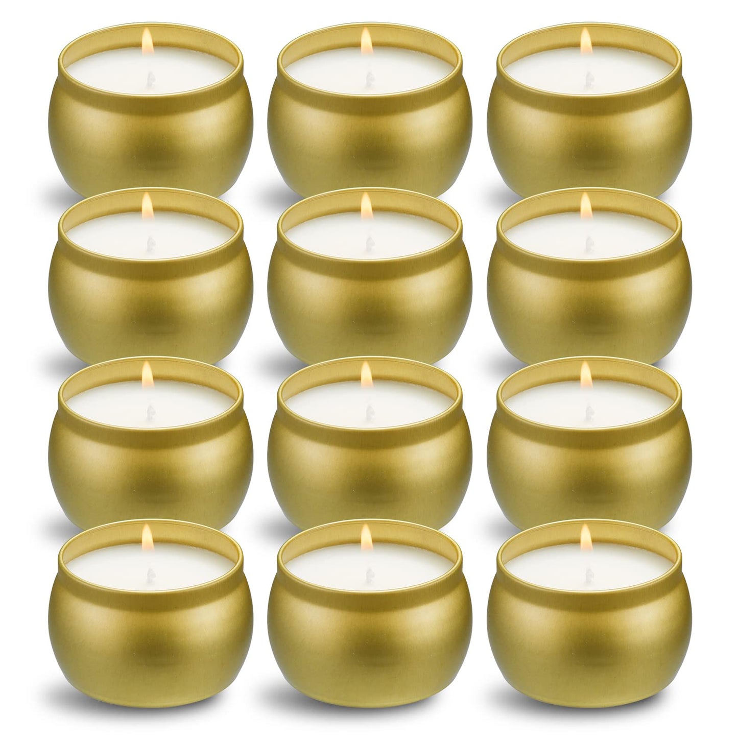 Scented Candles Gift Set, 12 Pack Natural Soy Wax Single tin 4 oz for Family Gatherings, Festive Candles