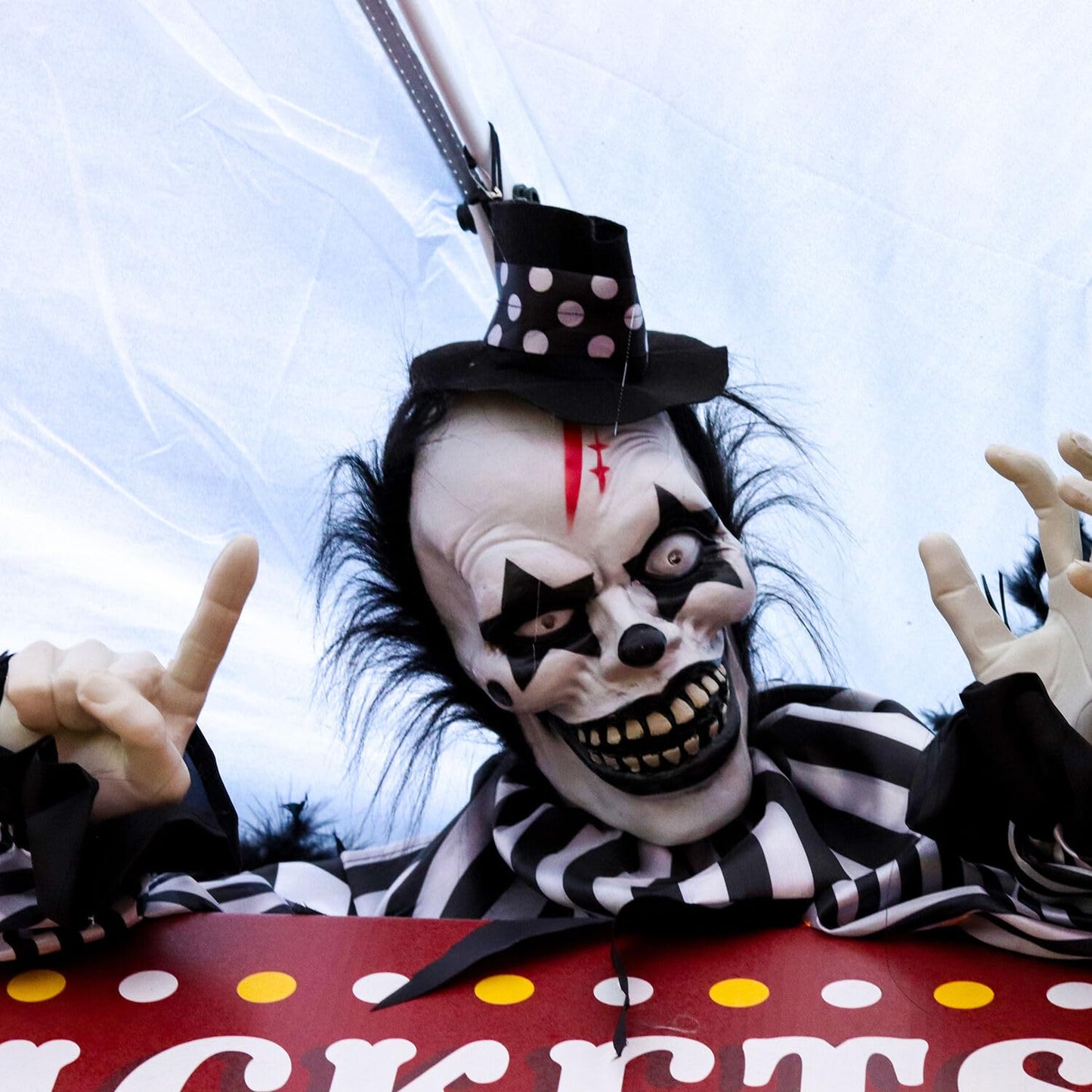 Haunted Hill Farm Scary Talking Groundbreaker Clown, Halloween Animatronic with Motion and Touch Activated Lights and Sounds, Battery Operated Indoor or Covered Outdoor Halloween Decorations