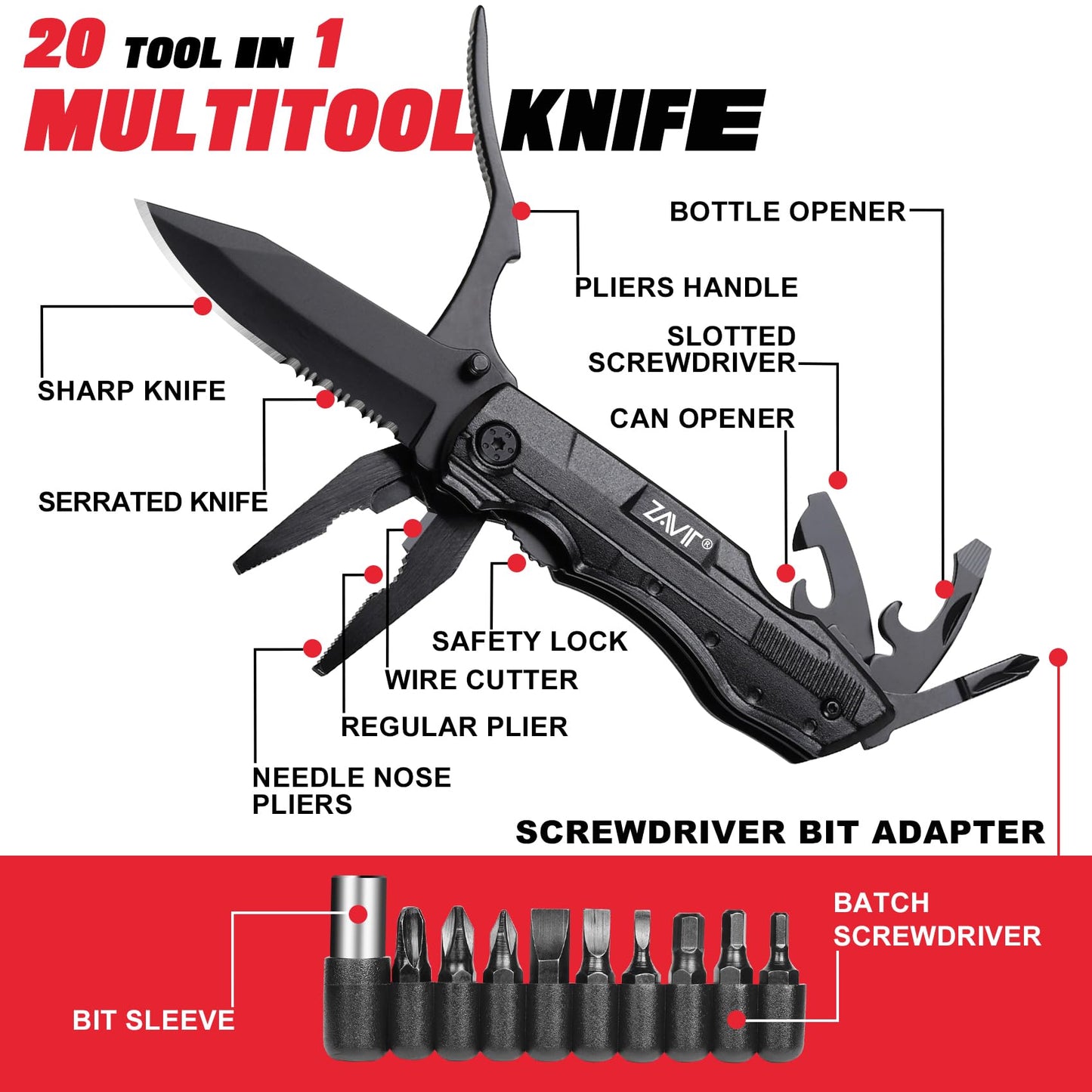 Gifts for Men Him Dad Husband, Multitool Knife, Mens Gifts for Christmas, Stocking Stuffers, Birthday Gift Ideas, Gadgets Gift for Men Unique, Camping, Hunting