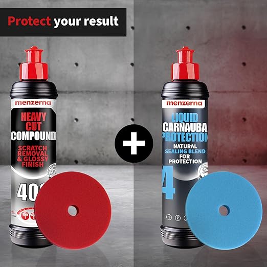menzerna Heavy Cut Compound 400" Car Polish I Heavy Cut, Medium Cut & Finish I Buffing & Polishing Compound for Scratch Repair I for Scratches, Swirls & Holograms I High Abrasion, Silicone Free I 8oz