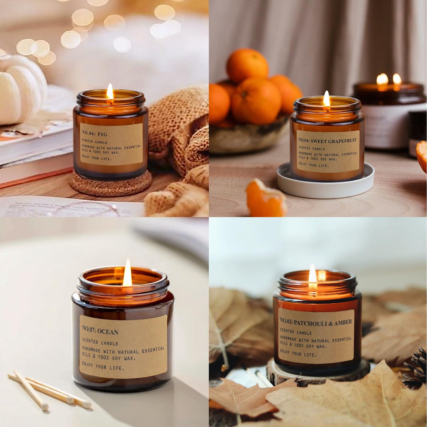 Candles for Home Scented,8 Pack Aromatherapy Jar Candle Gifts for Women, Natural Soy Wax Amber Candle Set, Scented Candles Set for Birthday Valentine Mother's Christmas Day Present