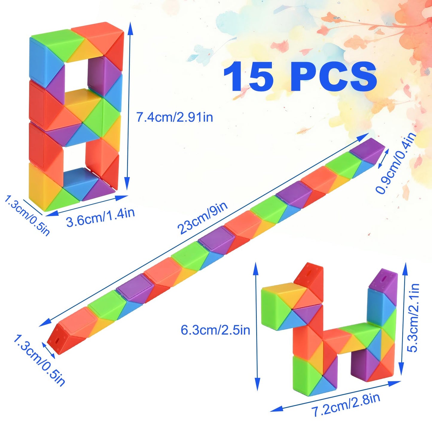 GOLDGE 40 Pack Mini Fidget Snake Cube Puzzle Toys - Party Favors & Goodie Bag Fillers, Travel Toys for Kids Ages 4-8, Rainbow Colors - Bulk Birthday & Back to School Gifts - Stocking Stuffers