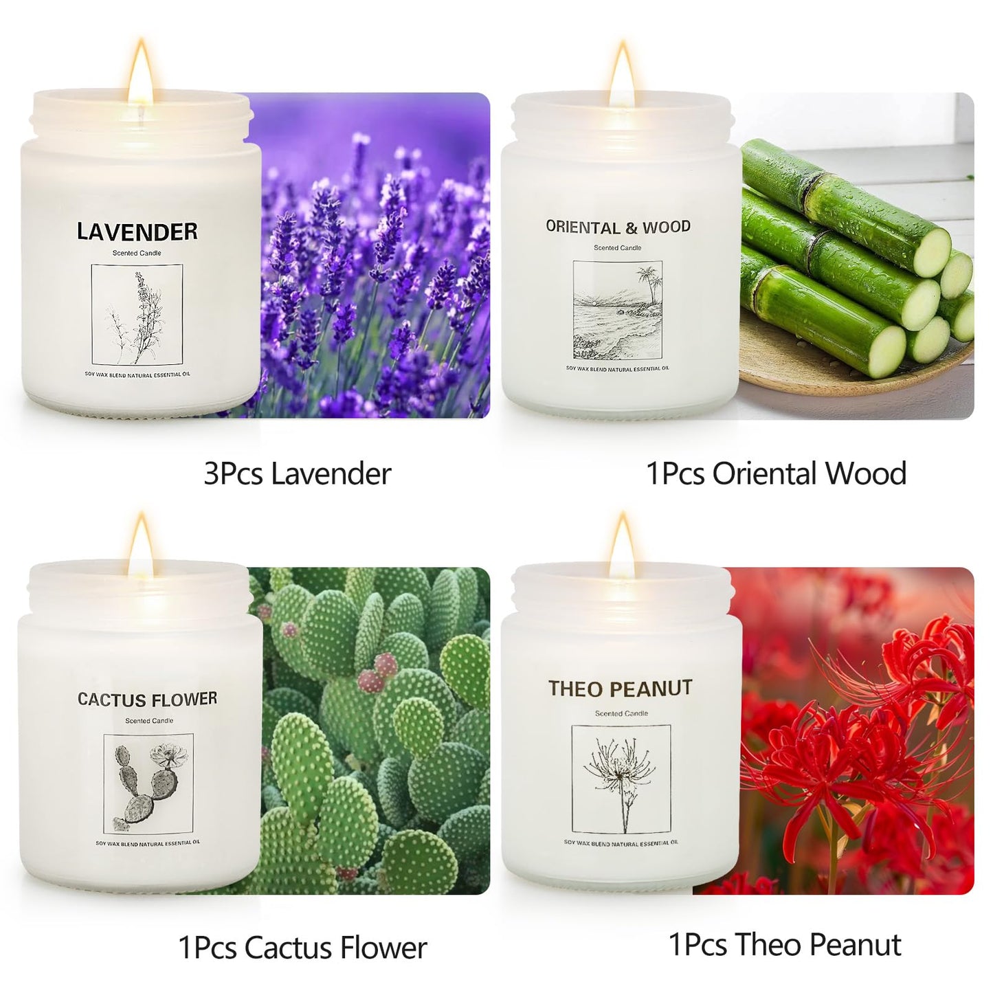 Candles for Home Scented,Lavender Candle Gifts Set,Made with Natural Soy Wax & Essential Oils, 6 Pack 42 Oz Candles Gifts for Women, Ideal for Birthday, Valentine's Day, Thanksgiving