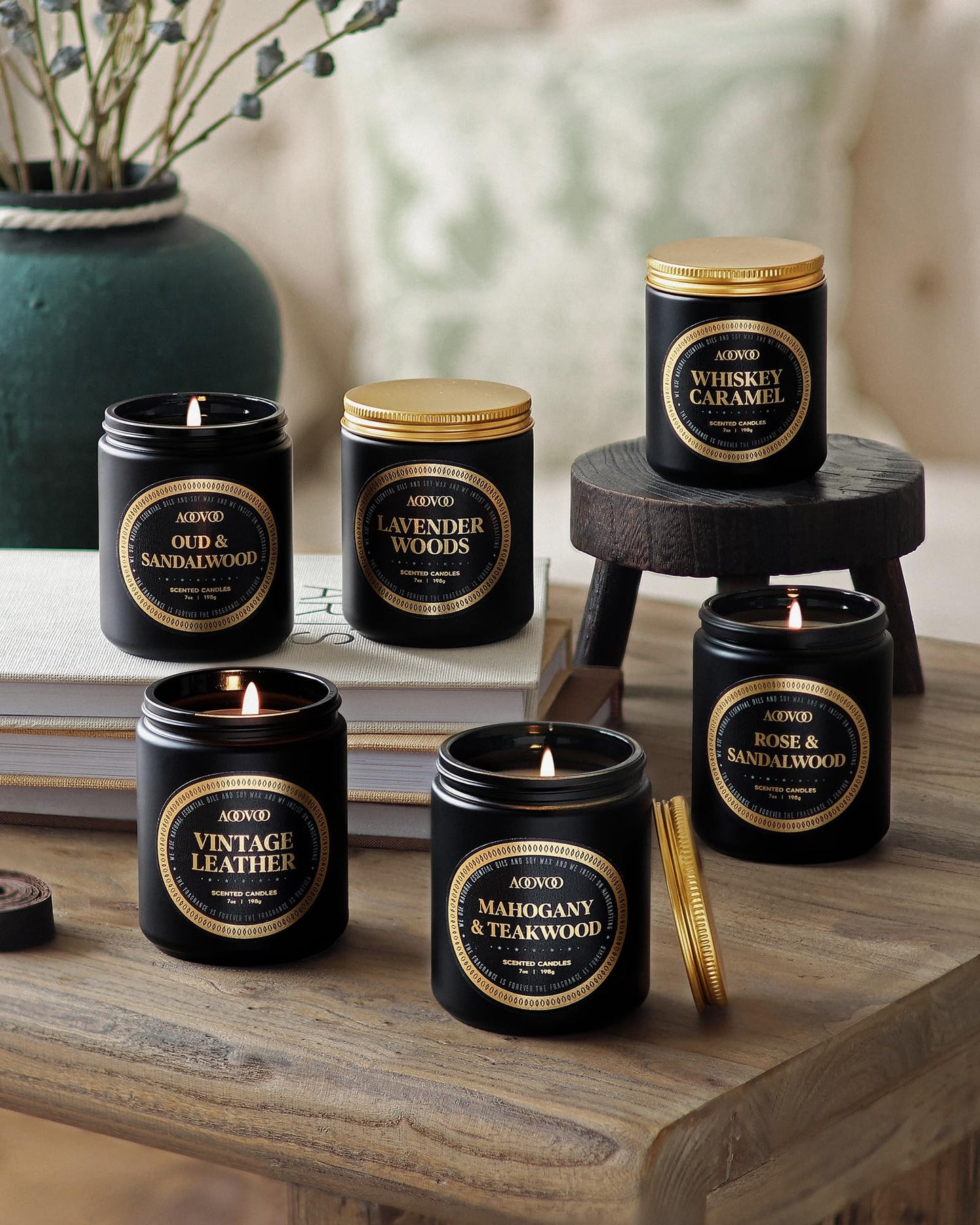 AOOVOO Scented Candles Gift Set - 6 Pack Men Candles for Home Scented, 42 oz Soy Candle for Men, 300 Hour Long Lasting Candle Set for Birthday, Father's Day, Valentine, Christmas, Anniversary