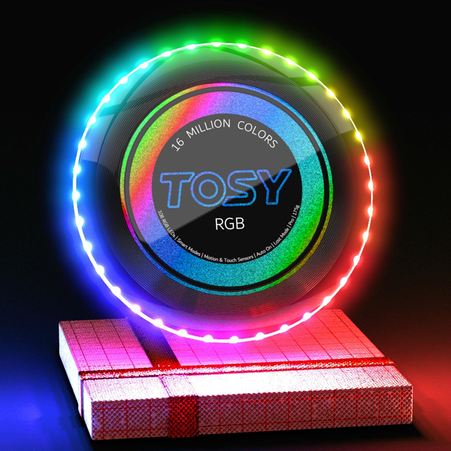 TOSY Flying Disc - 16 Million Colors RGB, Extremely Bright, Smart Modes, Camping Essentials for Teens/Kids/Adult/Men/Boys/Girls, Auto Light Up,Rechargeable, Waterproof, 175g