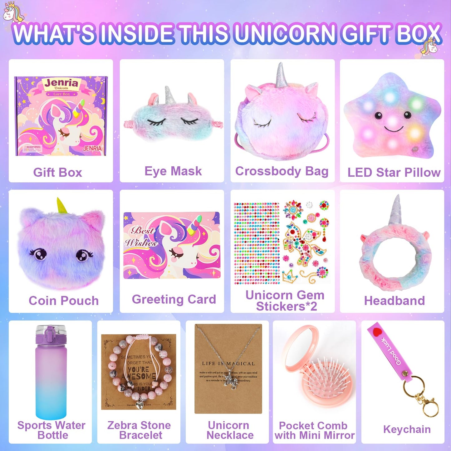 Jenria Unicorn Gifts for Girls, Birthday Gifts for Girls Age 3 4 5 6 7 8 9 10 Years Old Girl Birthday Gift Ideas, Girls Toys Age 6-8, Unicorn Toys for Daughter, Niece