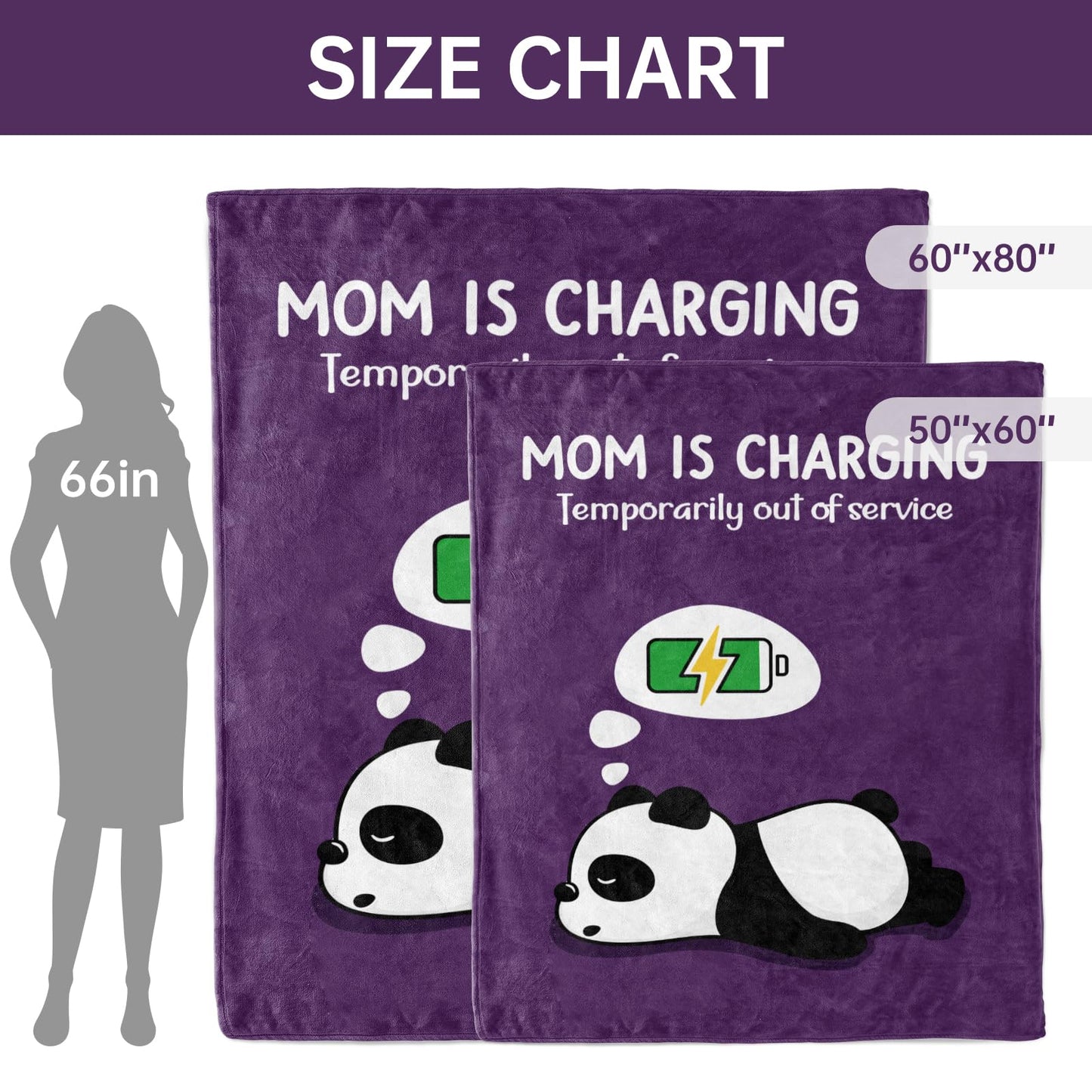 Craftique Gifts for Mom Birthday Christmas- Funny Soft Mom is Charging Blanket- New Moms Gifts for Women, Practical Blanket Throw for Napping Travel, 80”×60”