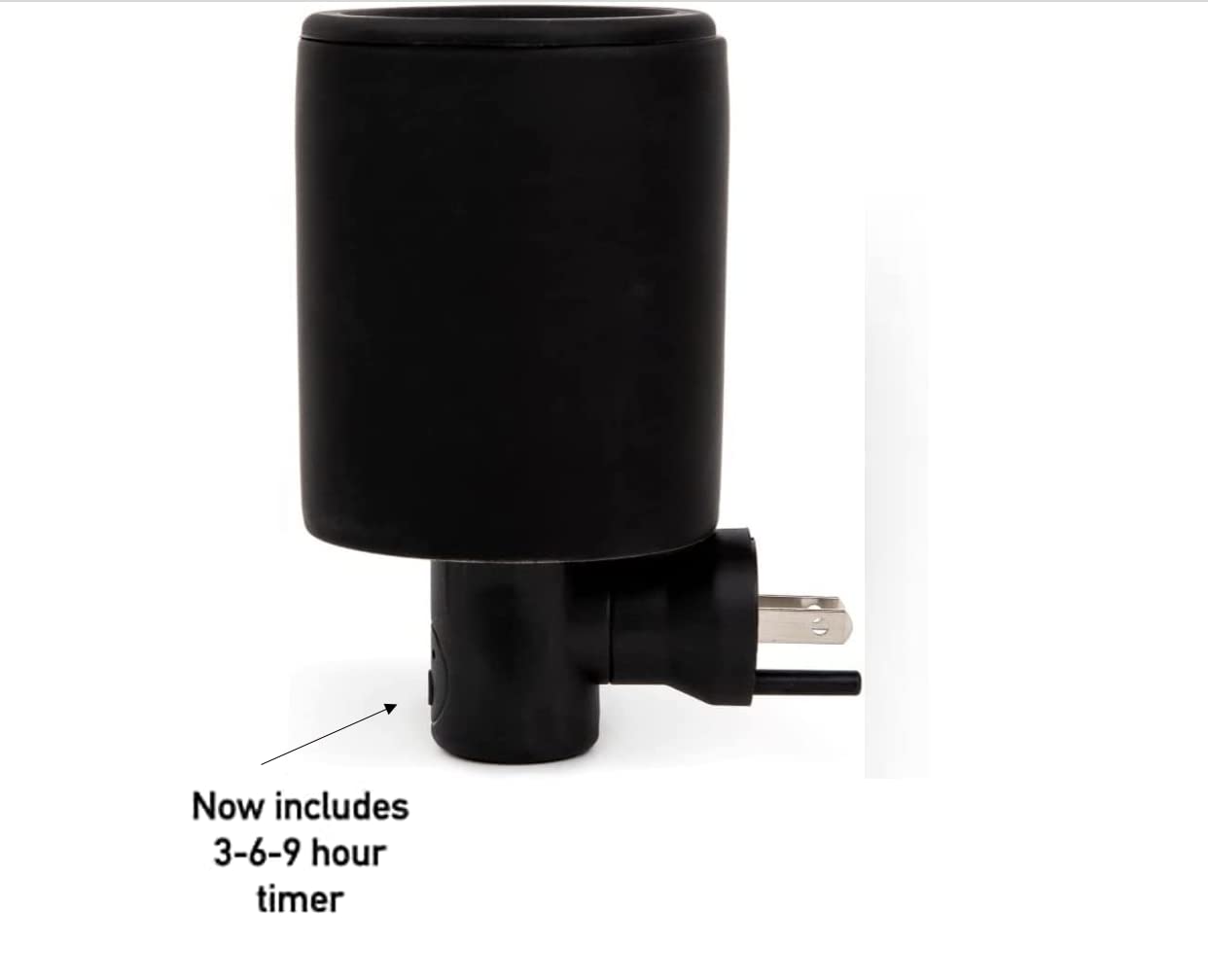 Happy Wax Black Outlet Timer Warmer for Scented Wax - Compact Ceramic Wall Plug in Wax Melt Warmer with Timer - Wax Melter for Home Fragrance with Removable Silicone Dish