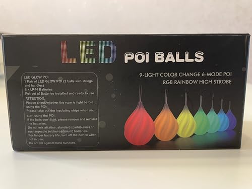 LED Poi Balls Set for Children and Adults - Luminous Premium Toy for Beginners & Professionals | LED Pois Kids Juggling | Juggling Set & Light Painting Accessories | Fire Poi Balls & Luminous Balls