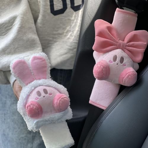 Car Seatbelt Cover Kirby Stocking Stuffers Cute Creative Safety Seatbelt Shoulder Pad Auto Accessory Neck Cushion Protector Seatbelt Shoulder Protector Decoration Nice Gift (2-Pack (Rabbit & Bowknot))