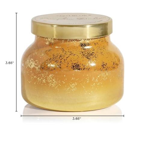 Capri Blue Glimmer Jar Candles - Luxury Holiday Scented Candles for Home - Long Lasting Soy Wax Blend - Scented Holiday & Home Decor - Pumpkin Dulce Petite Signature Jar (8 oz)