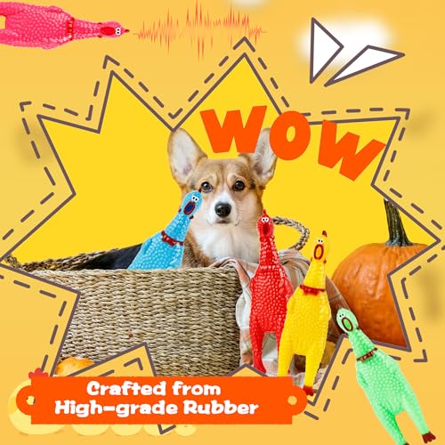 30 Pack 6 Inch Squawking Rubber Chickens Multicolor Squeaky Chicken Colorful Novelty Screaming Chicken Toys for Prank Novelty Pet Toys Noise Makers