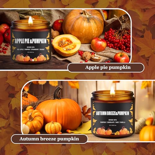 Fall Candle Set/6Pack Pumpkin Scented Candles for Home - Candle Gifts for Women Men, Soy Candles | Jar Candle Scents of Berry, Sugared Lemon, Spiced Apple Pie,Autumn’S Breeze,Cinnamon,FIG Pumpkin