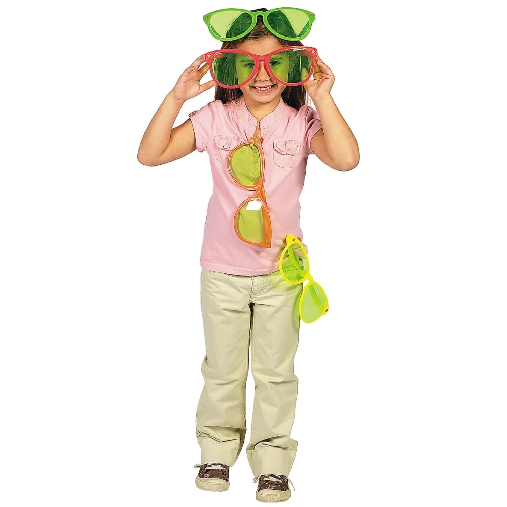 Fun Express Jumbo Giant Sunglasses - Set of 12 Wacky Oversized Pairs - Novelty Clown Glasses and Photo Booth Party Props