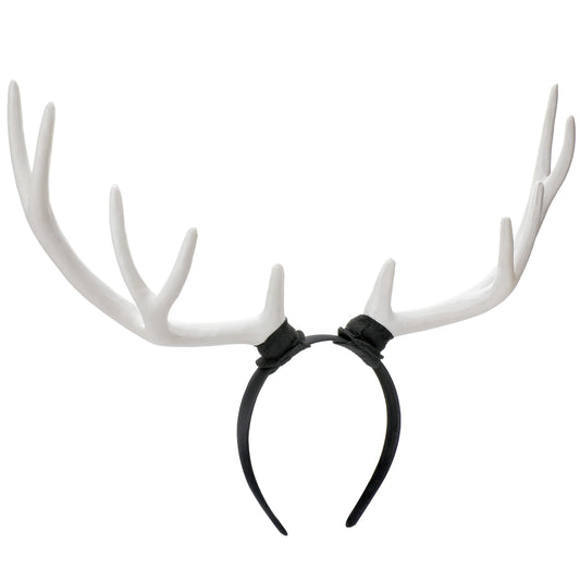 MOSTORY White Antler Horns Headband - Reindeer Headband Big Deer Horn Hairband for Halloween Renaissance Renfaire Accessory Cosplay Photo Shoot