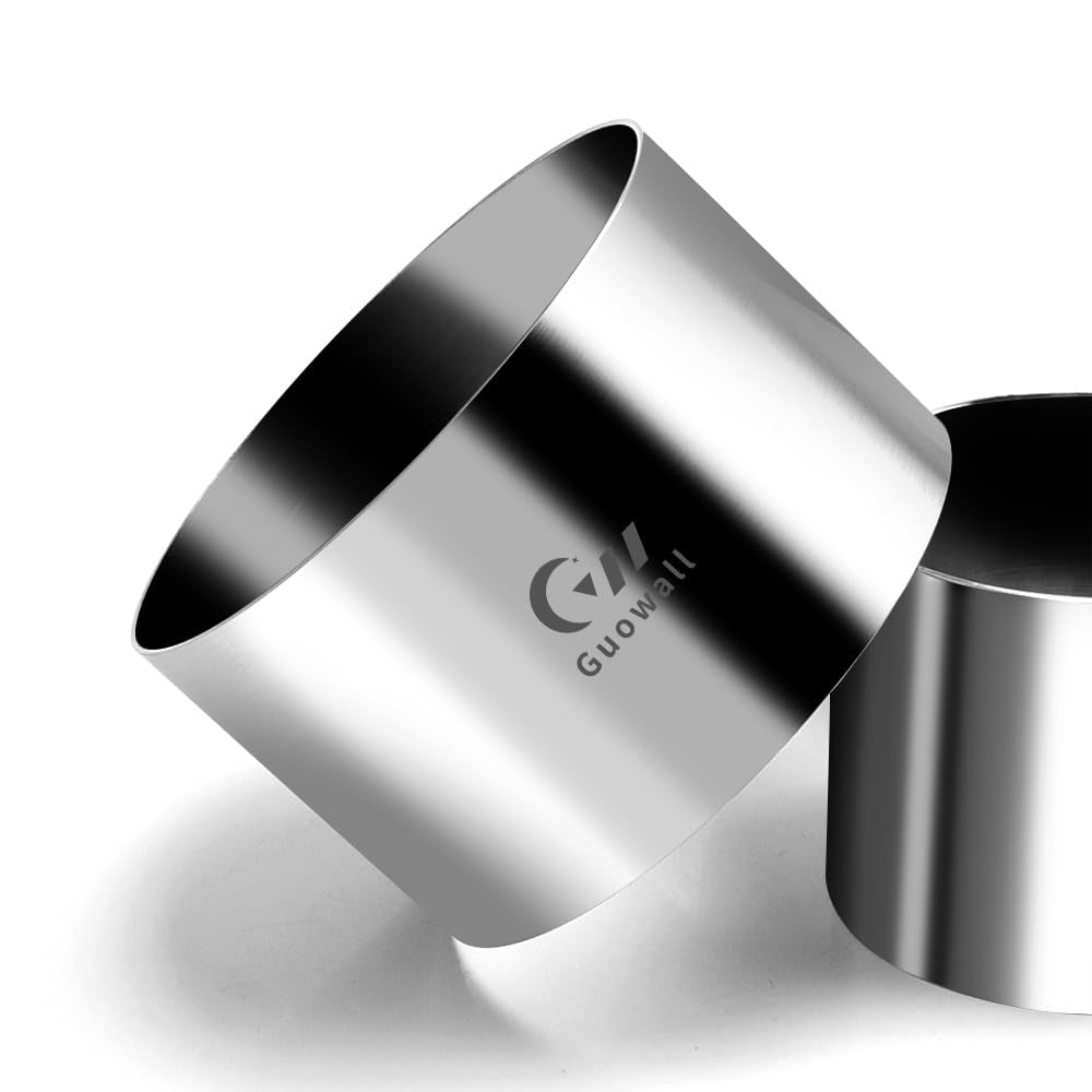 Guowall Seamless Cake Ring Mold 4 Pack Stainless Steel Mousse Mould Round Food Mold Pastry Cookie Cutter for Baking - 3.15 x 2 inch