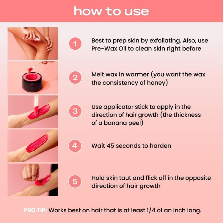 KoluaWax Premium Waxing Kit for Women - Hot Melt Wax Warmer for Hair Removal, Eyebrow, Bikini, Legs, Face, Brazilian Wax & More - Machine + 4-Pack Hard Wax Beads + Accessories, Black