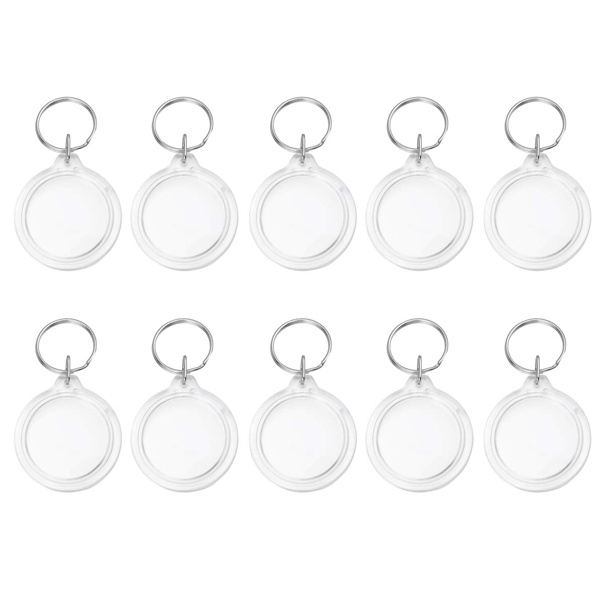SUPVOX Acrylic Keychain - 100pcs Circular Blank Transparent Photo Frame Keyring