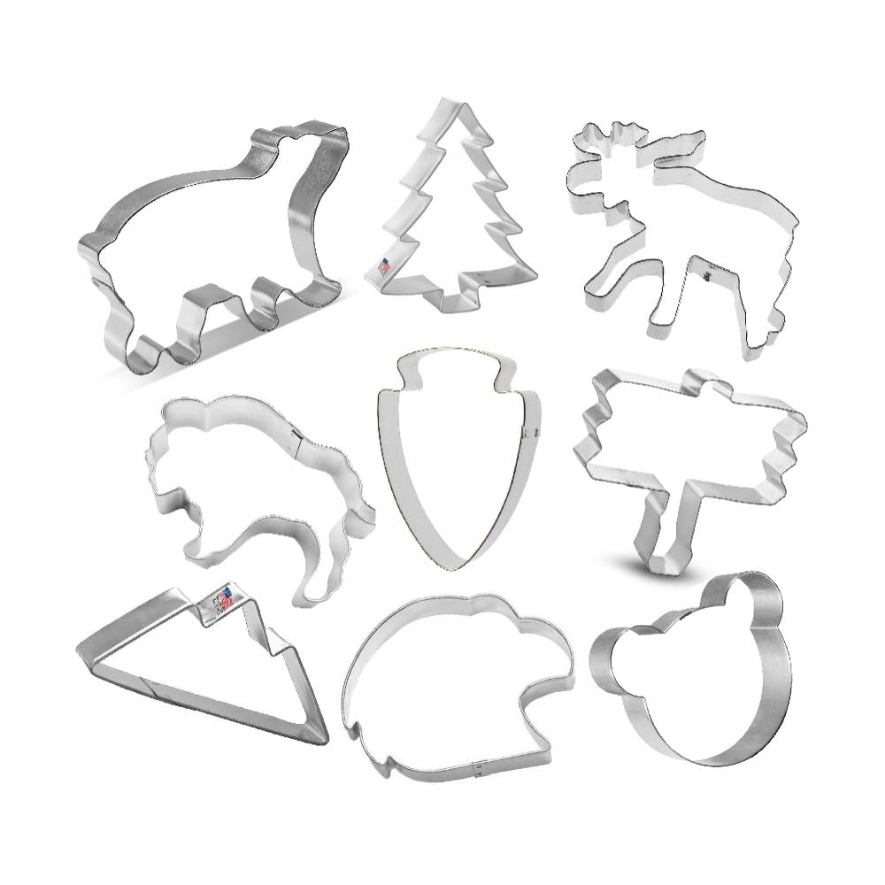 National Forest State Park Cookie Cutter 9 Piece Set from The Cookie Cutter Shop – Tin Plated Steel Cookie Cutters