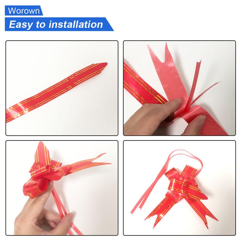 Worown 6 Pack Red Cardboard Basket for Gifts Empty, 8 x 10 Inch Kraft Basket Kit with Bags and Pull Bows for Packing Gift on Easter, Christmas, Birthday, Wedding