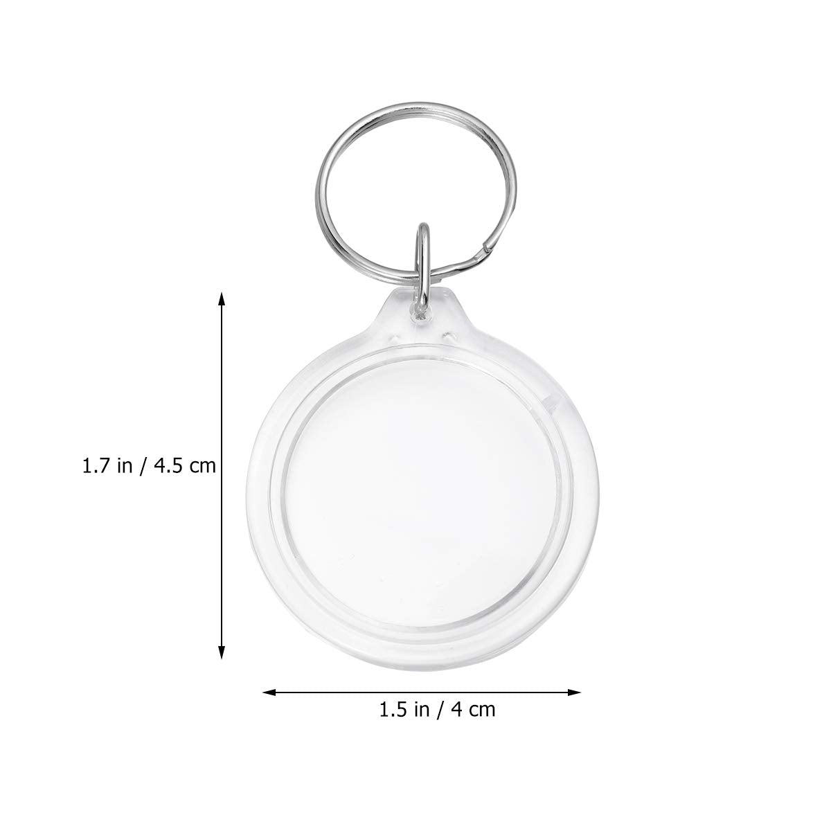 SUPVOX Acrylic Keychain - 100pcs Circular Blank Transparent Photo Frame Keyring
