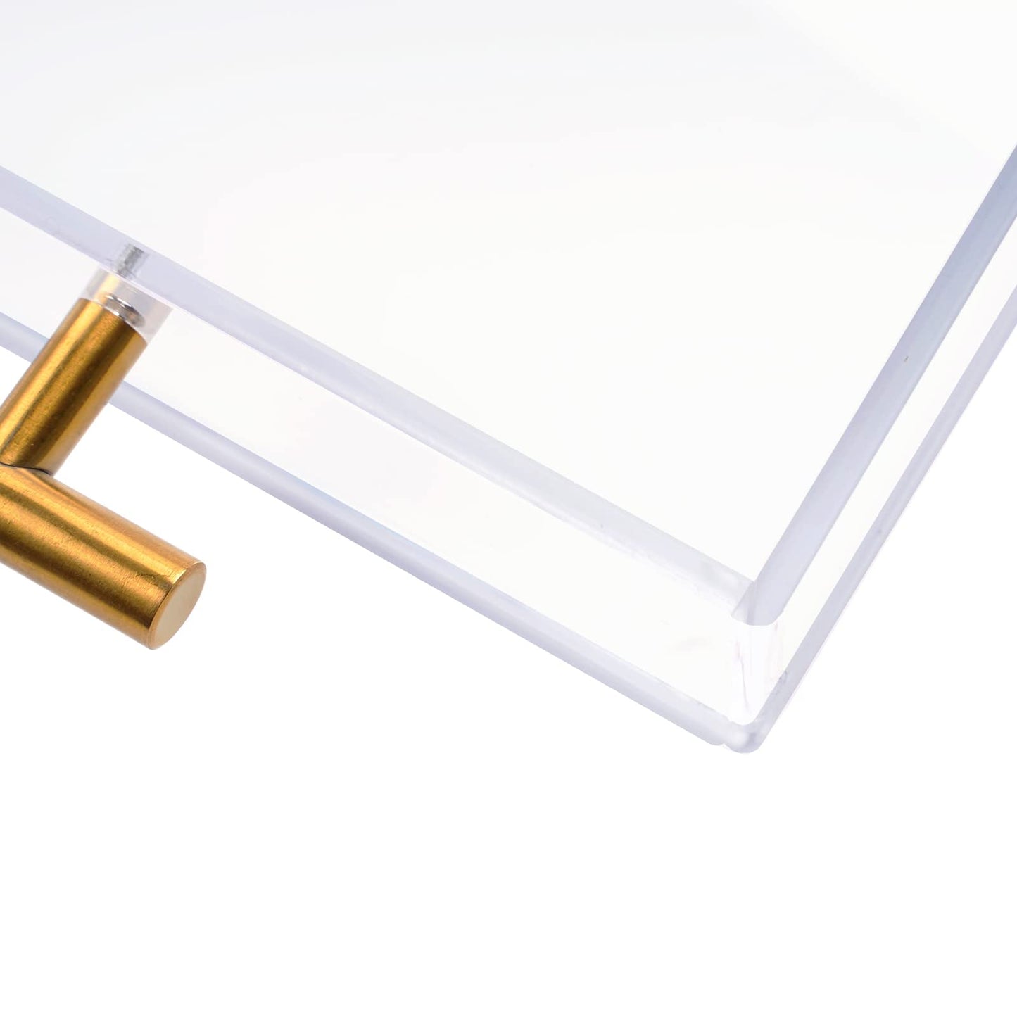 12"x16" Clear Acrylic Serving Tray with Golden Handles, Sturdy Huge Capacity Acrylic Tray for Coffee, Juice, Kitchen and Desk Organizer, Storage Tray (12"x16")