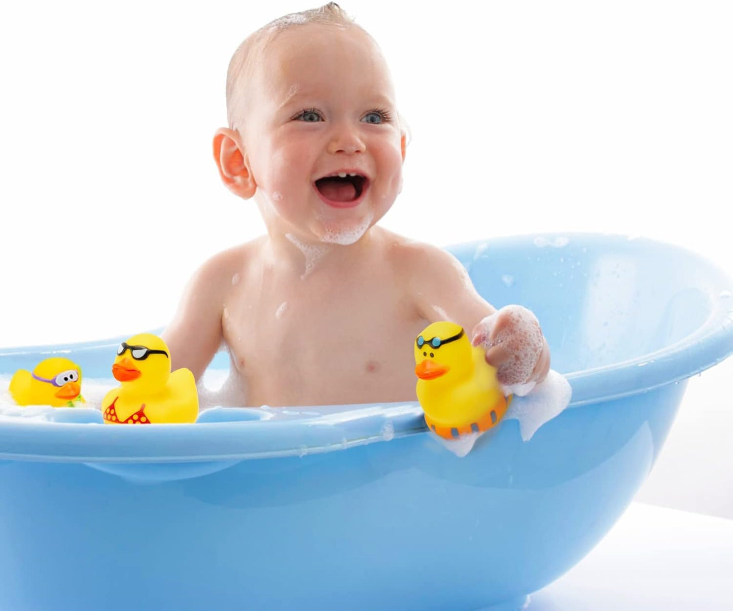 Haooryx Summer Beach Rubber Duckies - 20Pcs Float Bathtub Ducky Swimming Pool Toys Novelty Funny Squeeze Ducks Kids' Birthday Multi-Item Party Favor Packs School Prizes Rewards Baby Shower Bath Toys