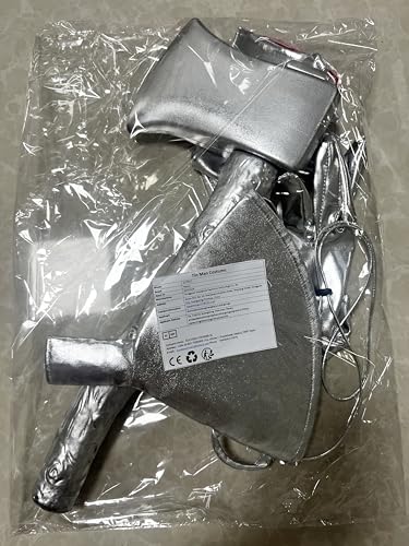 Yezmo 5PCS Tin Costume Accessories, Silver Axe Funnel Hat Set with Heart Clock Brooch Silvery Gloves for Adult Men for Cosplay Party