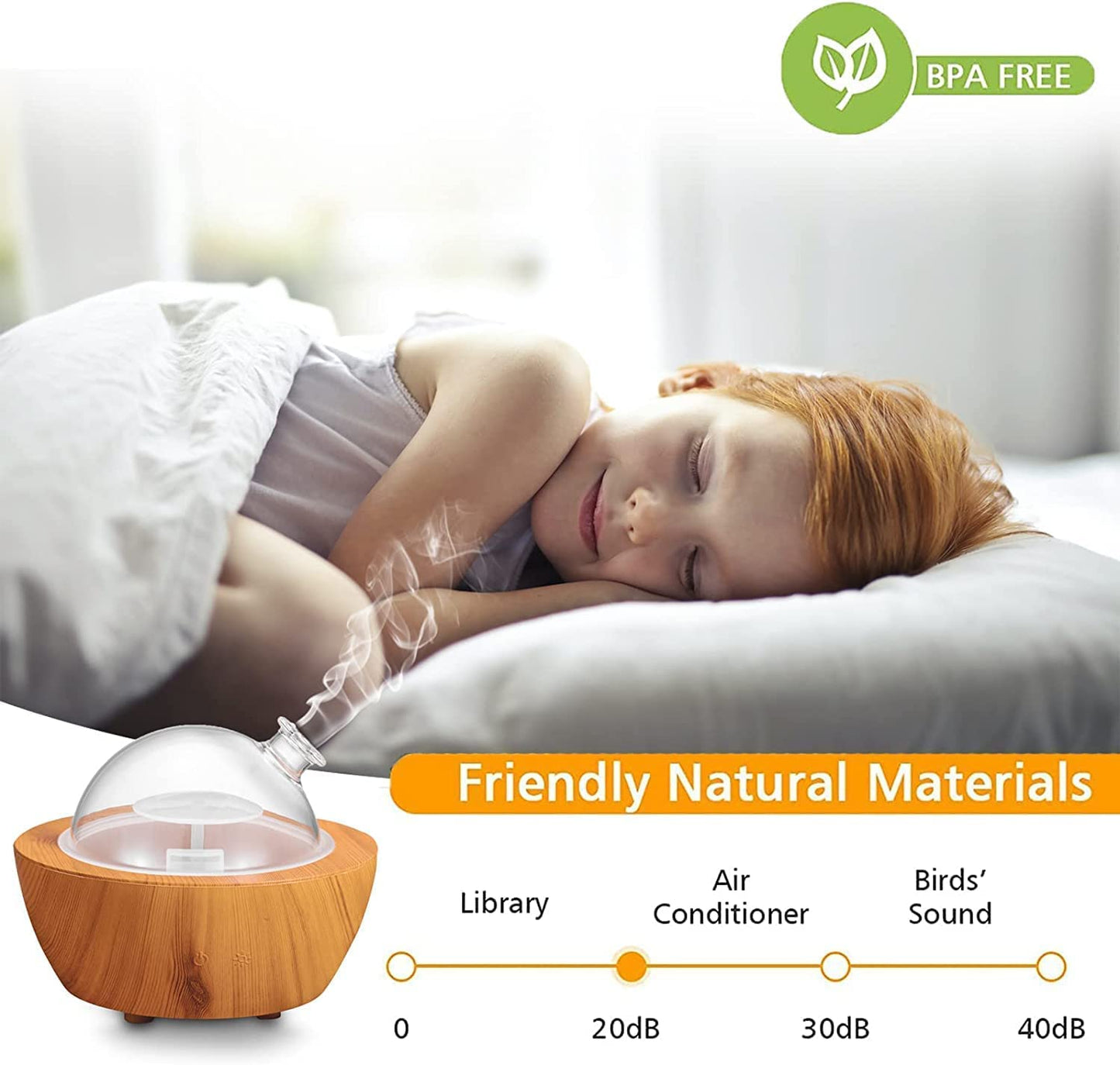 280ml Glass Essential Oil Diffuser Wood Grain Base Air Aroma Diffusers for Aromatherapy Cool Mist Humidifier with Safe Auto Shut-Off and 7 Color LED Night Lights for Home Office Room