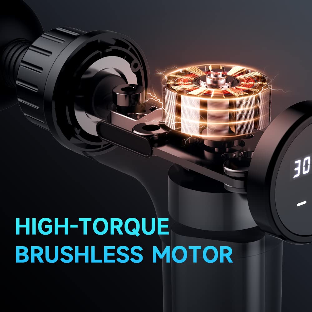 Massage Gun, Massage Gun Deep Tissue, Handheld Back Massager for Athletes, Percussion Muscle Massager with 6 Attachments & 30 Speed, Father's Day, Black