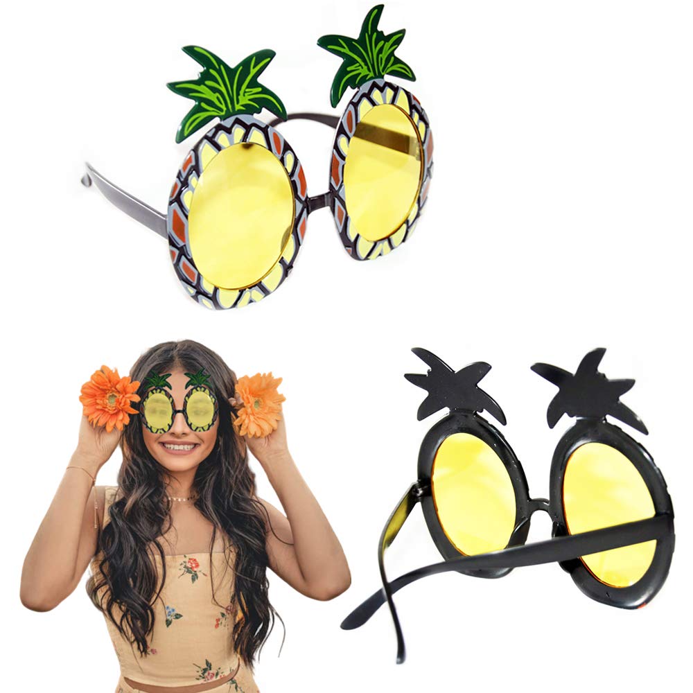 Creative Hawaiian Tropical Sunglasses - 8 Pack Luau Fancy Dress Party Supply, Beach Photo Booth Props