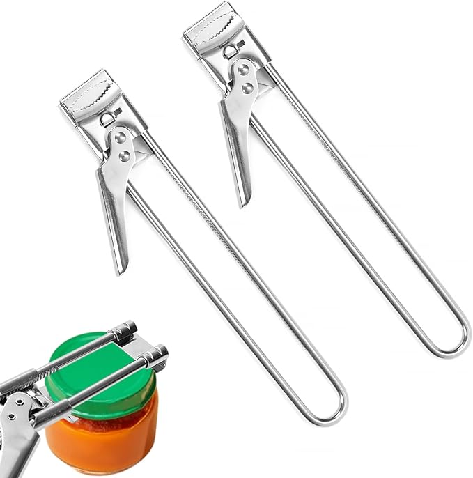 Jar Opener for Weak Hands, Adjustable Stainless Steel Lid Gripper, Effortless Multifunctional Bottle Opener for Seniors & Arthritis, Manual Jar Gripper Kitchen Accessories (2)