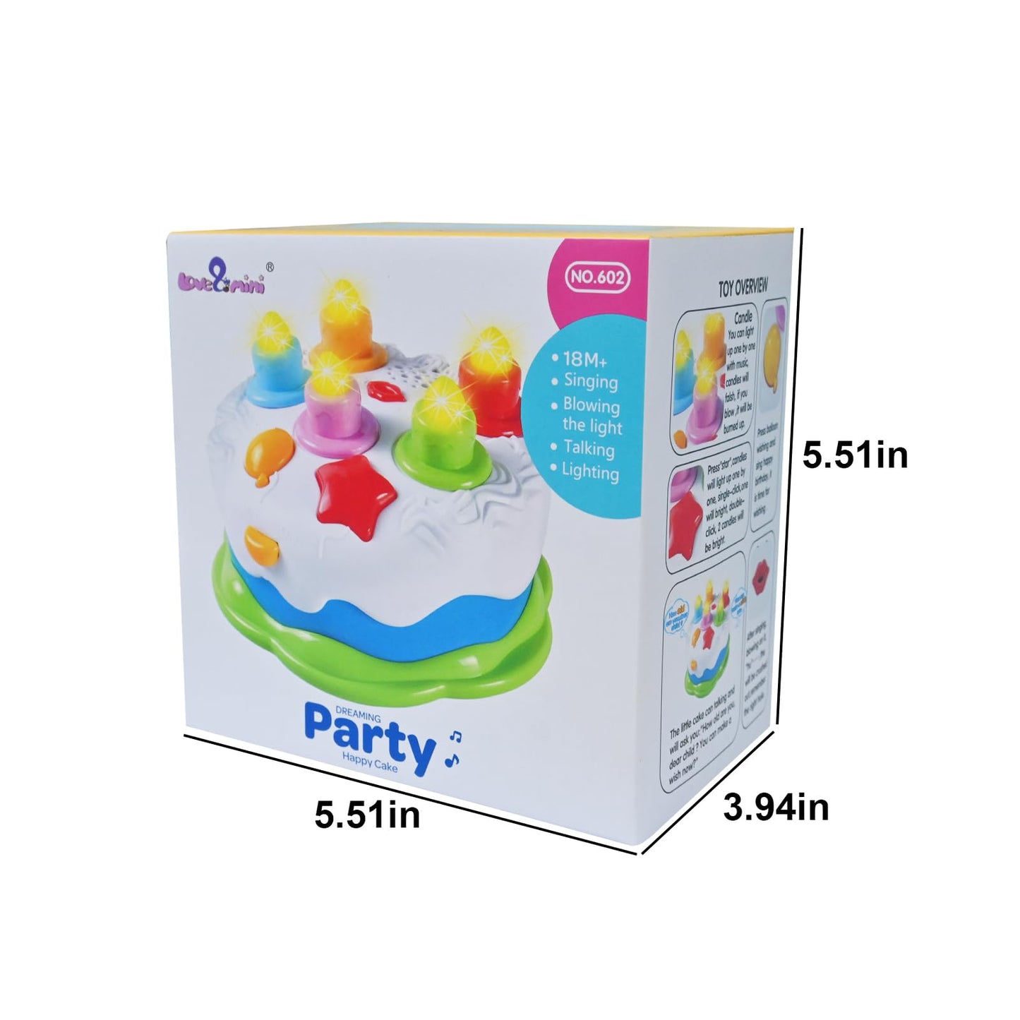 Love&Mini Birthday Cake Toys - First Birthday Cake Toy with LED Lighting, Music and Sonds, Great Baby Musical Toys for 1 2 3 4 Years Old Boys Girls Birthday and Xmas Gift