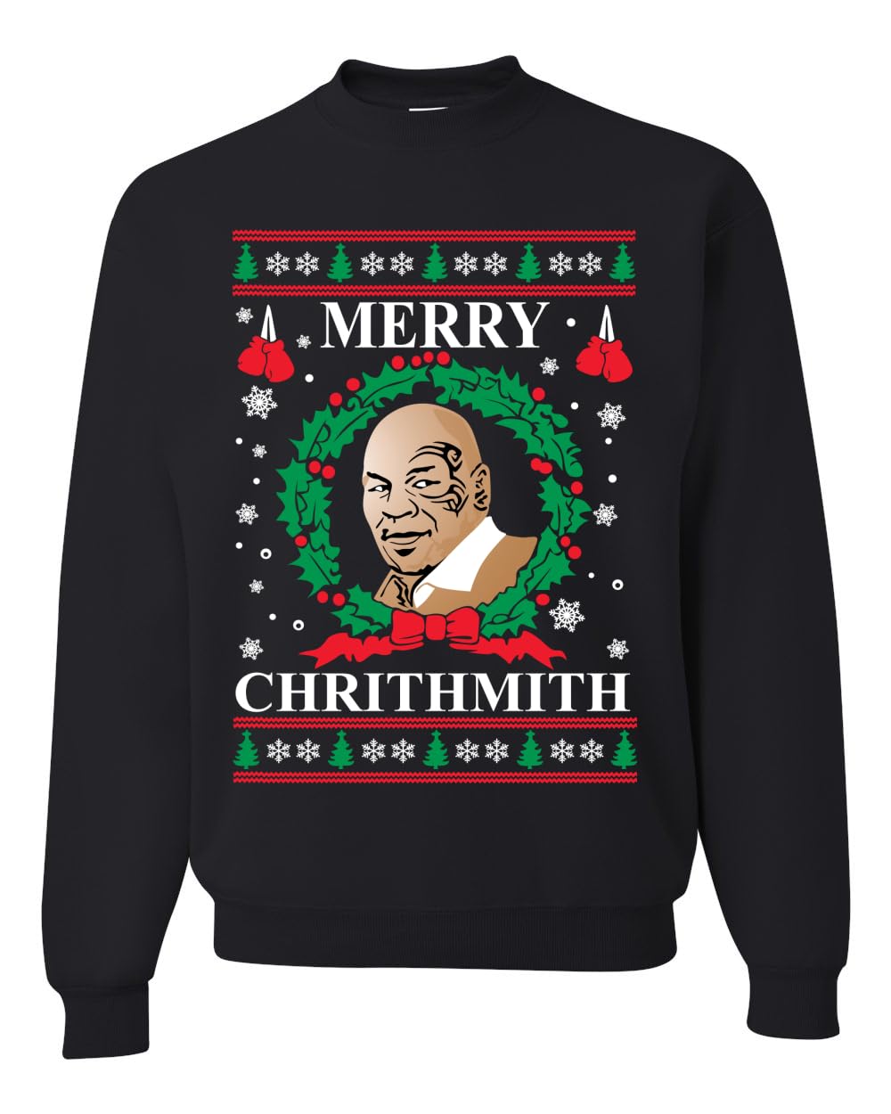 Wild Bobby Merry Chrithmith Ugly Christmas Sweater Unisex Crewneck Graphic Sweatshirt, Black, XX-Large
