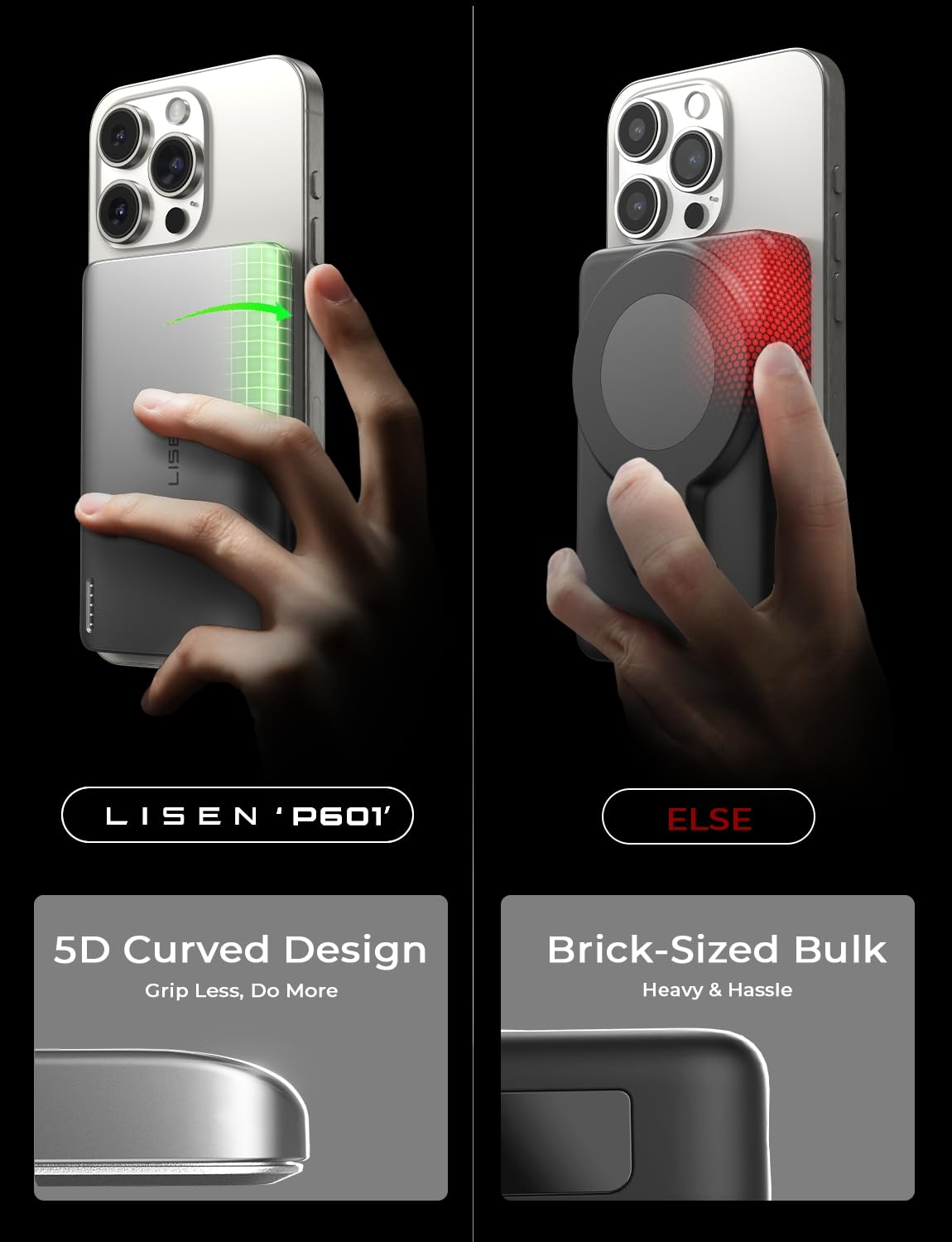 LISEN 0.3‘’ Ultra Slim MagSafe Portable Charger,5000mAh Wireless Card Slim MagSafe Battery Pack,iPhone 16 Pro Max Accessories,Magnetic Power Bank for iPhone 16 Pro Max Plus Air/15/14/13/12,Gifts