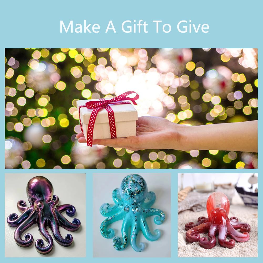 6PCS Animal Resin Mold, Alpaca, Bulldog, Fox, Cat,Bear and Octopus 3D Lifelike Silicone Molds for Epoxy Resin, Unique Display Mould for DIY Crafts Wall Desktop Home Decoration Candle Making (Model B)