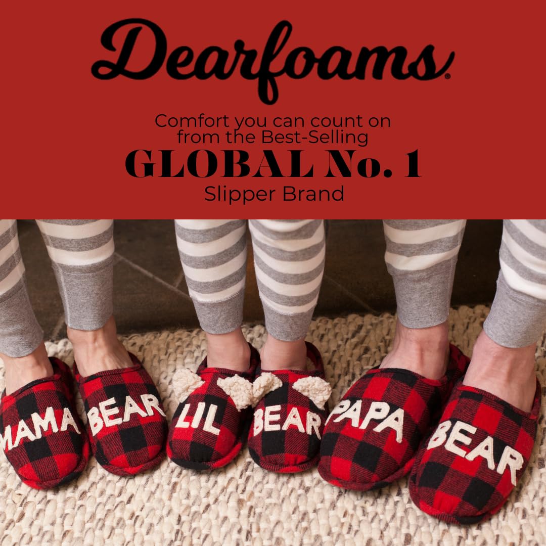 Dearfoams Women's Gifts for Mom Cute Cozy Mothers Day Mama Bear Slipper, Buffalo Plaid, 9-10