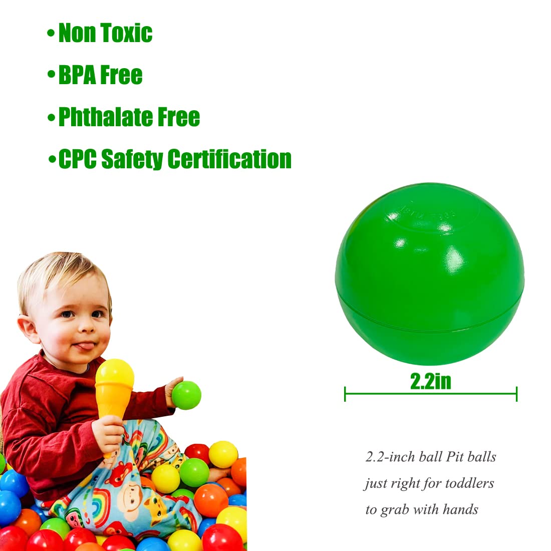 LANGXUN 50 100 200 Balls Soft Plastic Ball Pit Balls for Kids, Gift for Baby Toddler Birthday Christmas, Ball Pit Play Tent, Baby Kiddie Pool Water Toys, Party Decoration