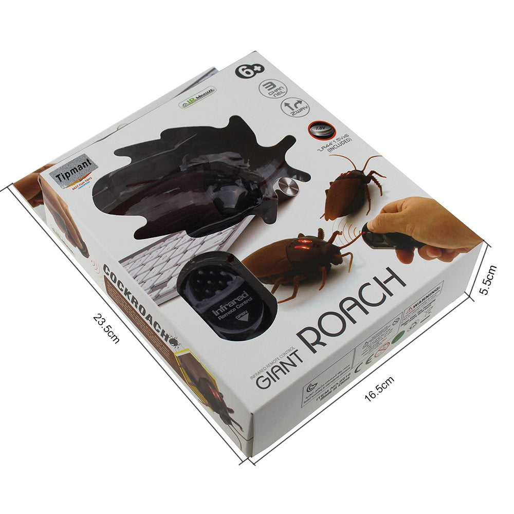 Tipmant RC Cockroach Roach Remote Control Insect Car Realistic Animal Fake Electric Kids Prank Tricky Toy for Halloween Christmas