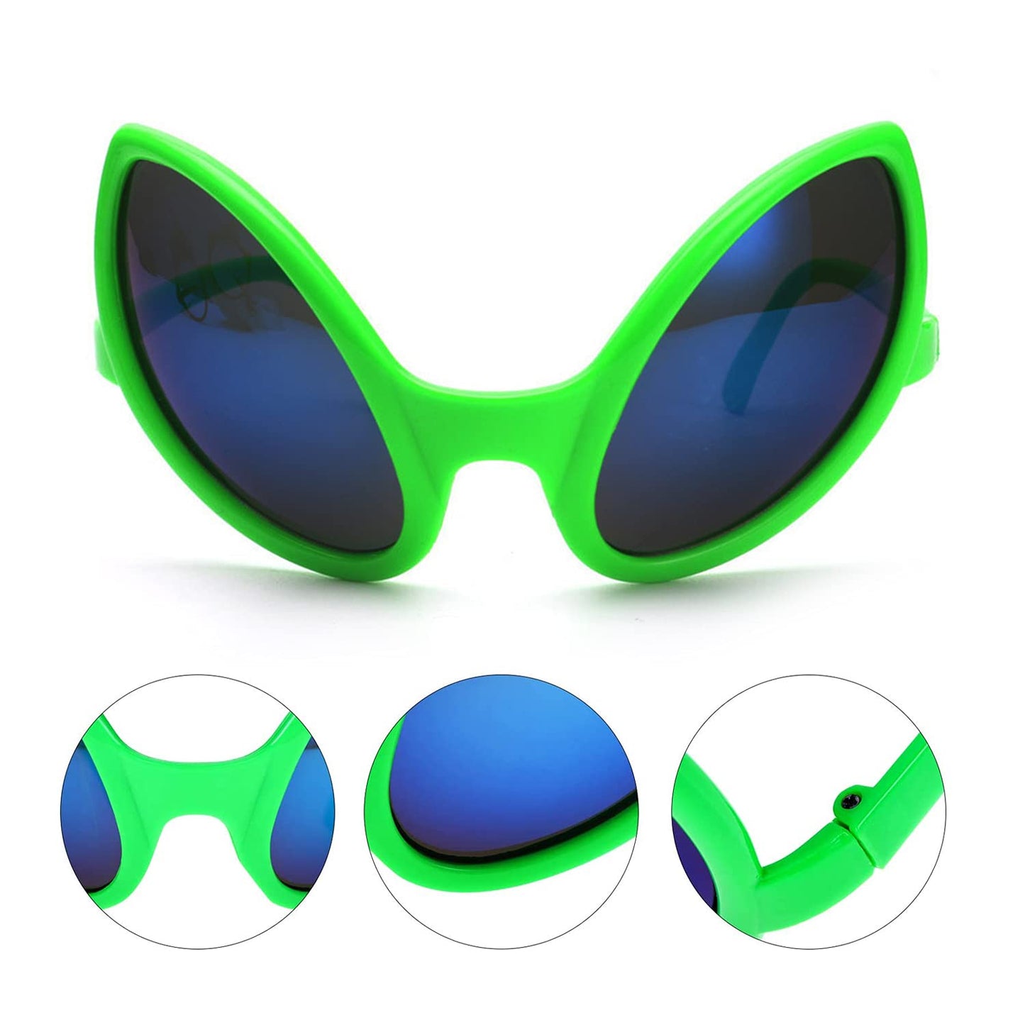 itechpanda 4 Pairs Green Plastic Alien Glasses, 4 Pieces Martian Antenna Headband Boppers Sunglasses Headbands for Fancy Dress Party Halloween Decoration Kids and Adults