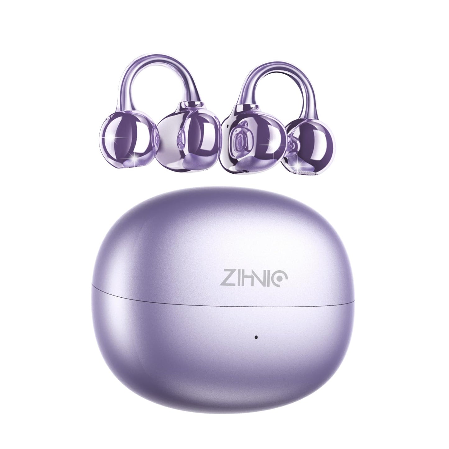 ZIHNIC S26 S26 Wireless Clip on Earbuds, Open Ear Wireless Bluetooth 5.4 Headphones with Mic, IPX5 Waterproof, 35Hr Play time, Light Weight -Purple